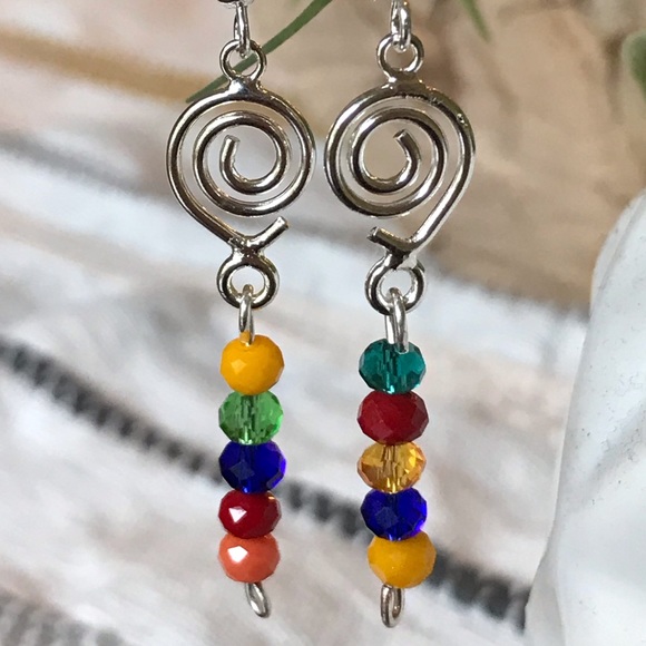 Handmade stacked bead earrings - Picture 1 of 3